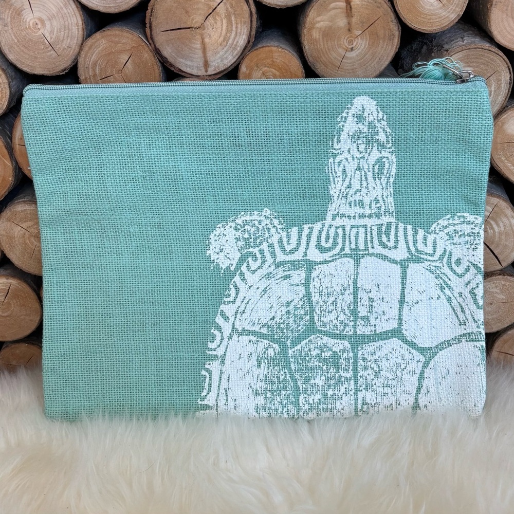 Mudpie Sea Turtle Carry All Bag Clutch Makeup - Picture 2 of 10